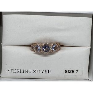 Tiara .925 Sterling Silver Cubic Zirconia SRG388AQR Stone Ring MSRP $135 NM206